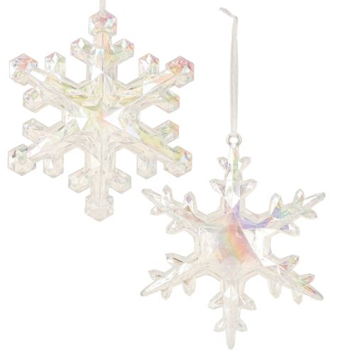 Floristik24 Copos de nieve decorativos, decoración invernal, iridiscentes, Ø14–15 cm, 2 piezas