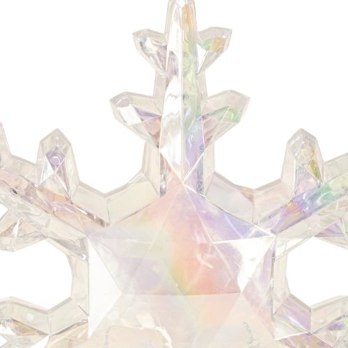 Artículo Copos de nieve decorativos, decoración invernal, iridiscentes, Ø14–15 cm, 2 piezas