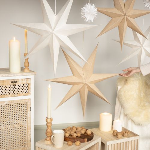 Floristik24 Estrella decorativa para iluminación papel yute natural Ø75cm