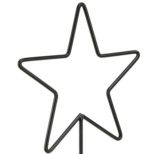 Artículo Candelabros decorativos en forma de estrella sobre base de madera negro y natural, 40 cm - elegante decoración de mesa 3 piezas