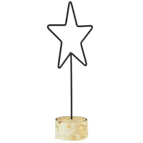 Artículo Candelabros decorativos en forma de estrella sobre base de madera negro y natural, 40 cm - elegante decoración de mesa 3 piezas