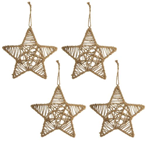 Artículo Estrella decorativa para colgar estrella de yute natural 28cm 4uds