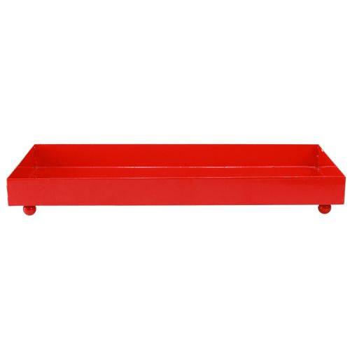 Artículo Bandeja decorativa rectangular de metal rojo con patas 30×15cm