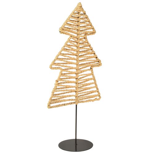 Floristik24 Árbol de Navidad decorativo rafia metálica negro natural 21x11,5x45cm