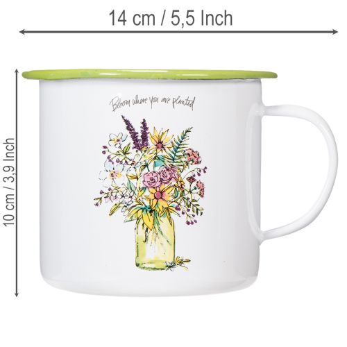 Taza/maceta decorativa, esmaltada, Ø11,5 cm, H10 cm | Floristik24.es