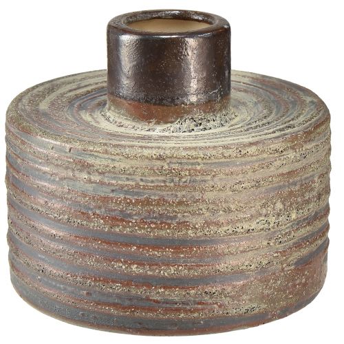 Floristik24 Jarrón decorativo cerámica jarrón de cerámica marrón azul gris 12x10,5cm 2ud