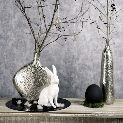 Artículo Florero decorativo florero de metal martillado plateado Ø9,5cm H32cm