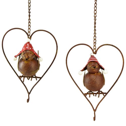 Floristik24 Pájaro decorativo de metal para colgar decoración de jardín óxido rojo-blanco 15×21cm 2ud