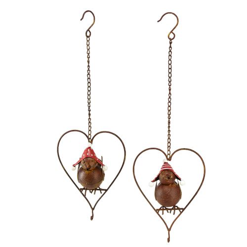 Floristik24 Pájaro decorativo de metal para colgar decoración de jardín óxido rojo-blanco 15×21cm 2ud