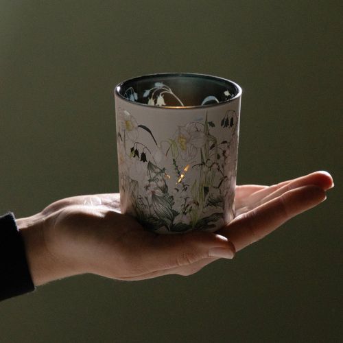 Artículo Farol decorativo de cristal con diseño de hojas para un toque elegante en el hogar, 8 cm, 4 piezas