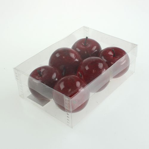 Artículo Manzanas artificiales rojas, brillantes 6cm 6 piezas