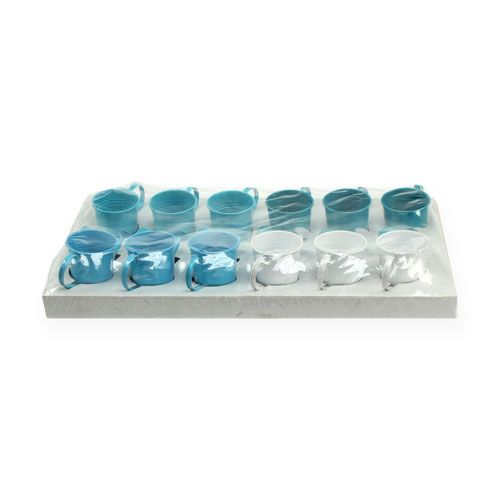 Floristik24 Regadera Ø5,5cm H5,5cm 12pcs. Azul / blanco / turquesa