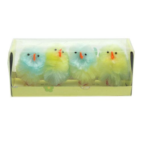 Floristik24 Pollitos de chenilla amarillo, azul 5cm 4pcs