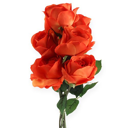 Floristik24 Deco-rosas naranja 32cm 6pcs