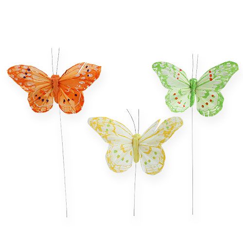 Floristik24 Mariposas decorativas en el alambre 10cm 12pcs