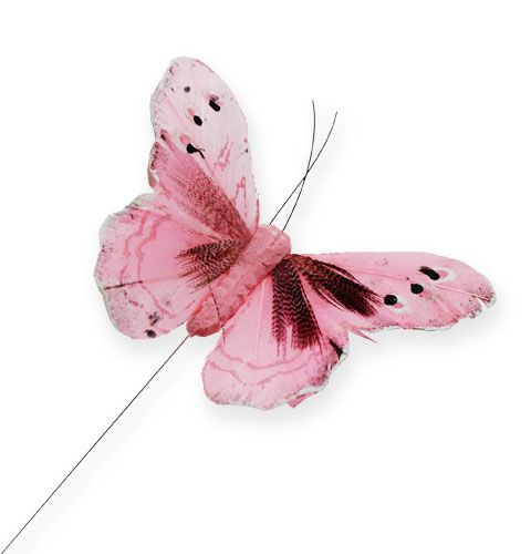 Artículo Deco mariposa en alambre rosa 8cm 12pcs