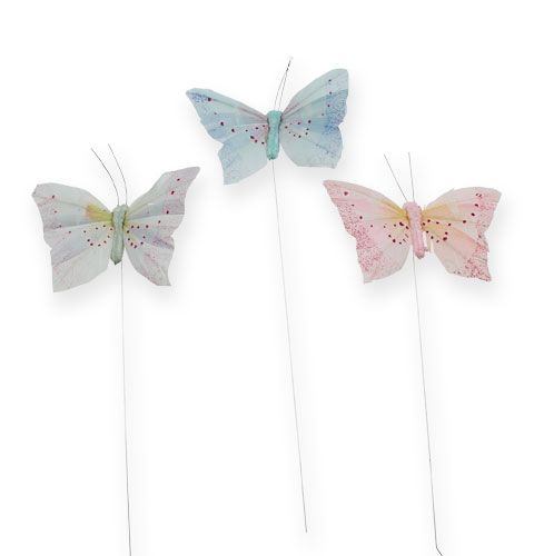 Mariposa deco en alambre pastel 8cm 12pcs