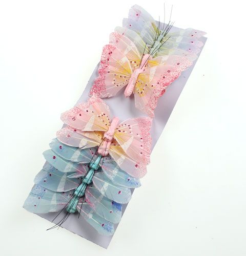 Floristik24 Mariposa deco en alambre pastel 8cm 12pcs