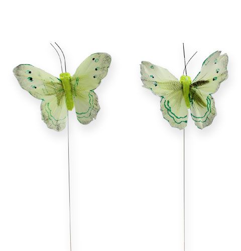 Floristik24 Mariposa deco en alambre verde 8cm 12pcs