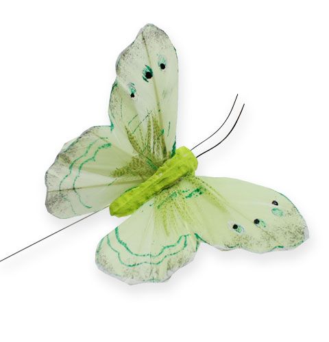 Artículo Mariposa deco en alambre verde 8cm 12pcs