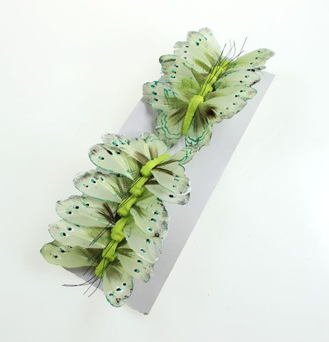Floristik24 Mariposa deco en alambre verde 8cm 12pcs