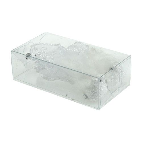 Floristik24 Deco pájaro en el clip con brillo blanco 14cm 2pcs