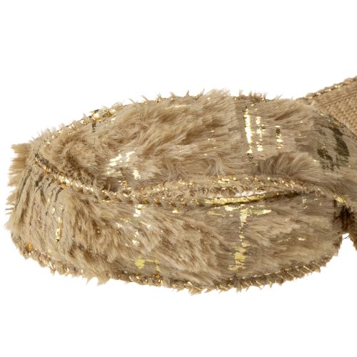 Artículo Cinta decorativa con pelo, cinta de piel sintética, marrón dorado, 25 mm, 15 m