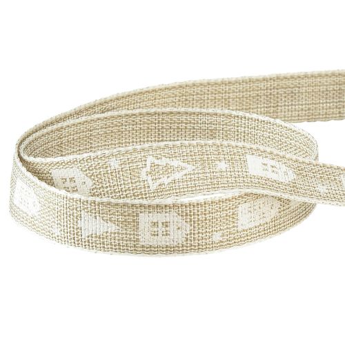 Artículo Cinta decorativa para casas navideñas y abetos beige, blanco 15mm 20m