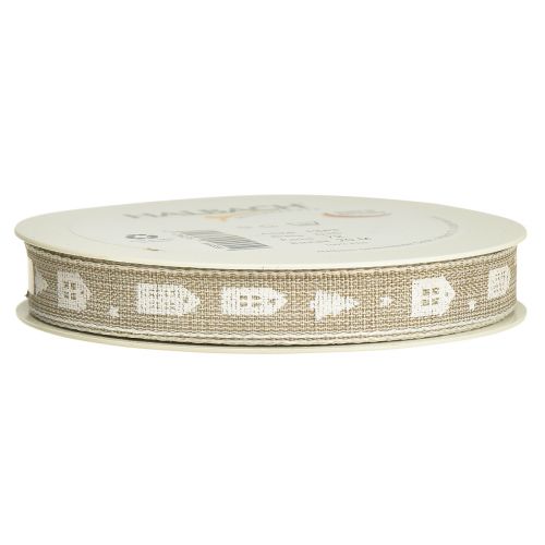 Artículo Cinta decorativa para casas navideñas y abetos beige, blanco 15mm 20m