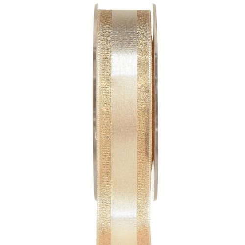 Floristik24 Cinta decorativa dorada con purpurina y rayas cinta de regalo 25mm 20m