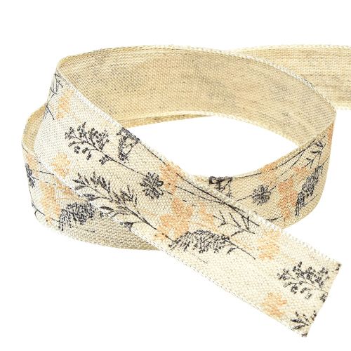 Artículo Cinta decorativa hierbas y hojas cinta de lino natural 25mm 18m