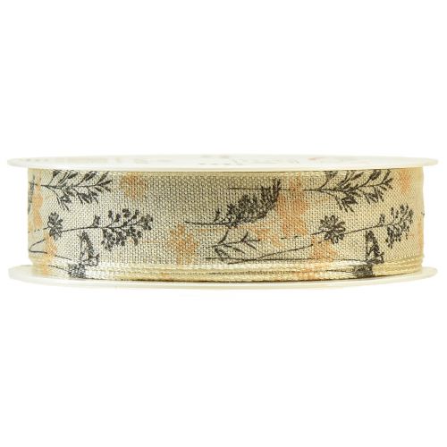 Artículo Cinta decorativa hierbas y hojas cinta de lino natural 25mm 18m