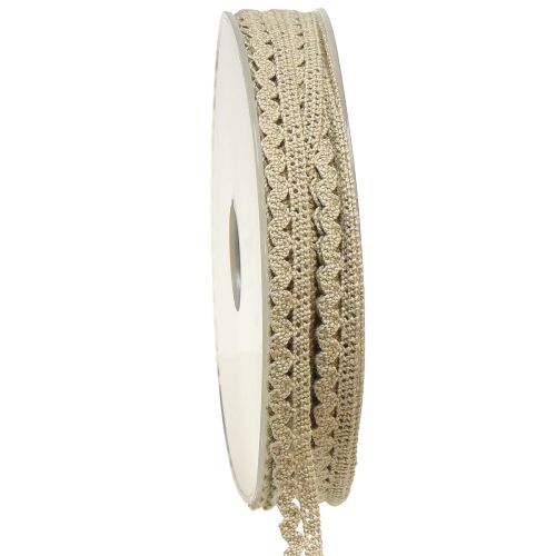 Floristik24 Cinta decorativa cinta decorativa de encaje de ganchillo beige A9mm L20m