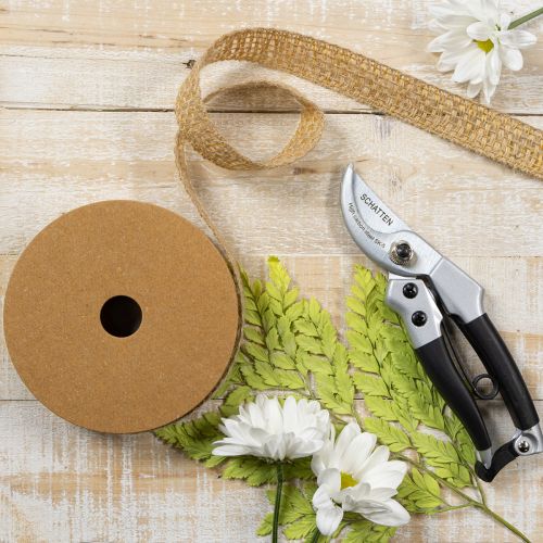 Artículo Cinta decorativa de yute, amarilla, natural, 25 mm; cinta decorativa rústica de yute, 10 m