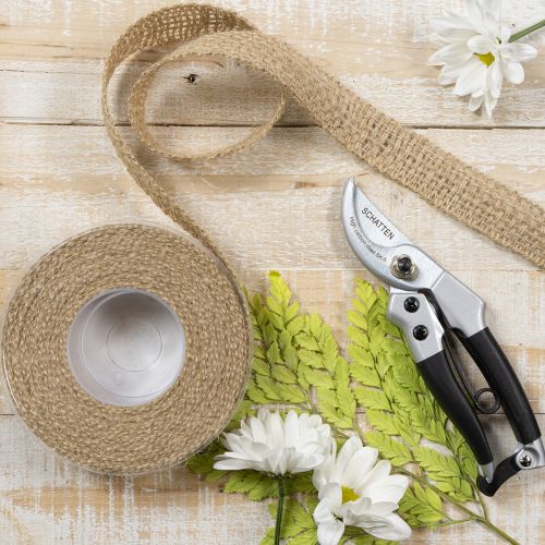 Artículo Cinta decorativa de yute, natural, 25 mm; cinta de yute; cinta rústica para regalos, 10 m
