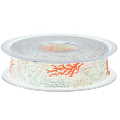 Artículo Cinta decorativa cinta de regalo marítimo coral 25mm 18m