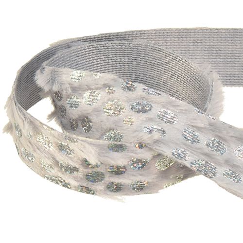 Artículo Cinta decorativa aspecto pelo y efecto holográfico gris plateado 25mm 10m