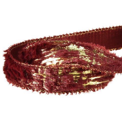 Artículo Cinta decorativa con cinta de joyería de piel piel sintética Burdeos Dorado 25mm 15m