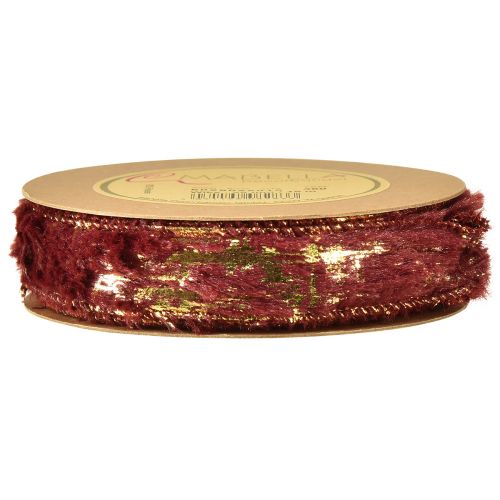 Artículo Cinta decorativa con cinta de joyería de piel piel sintética Burdeos Dorado 25mm 15m