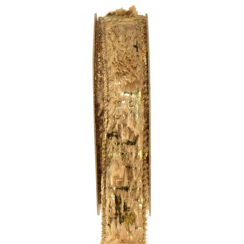 Floristik24 Cinta decorativa con cinta de joyería de piel piel sintética marrón dorado 25mm 15m