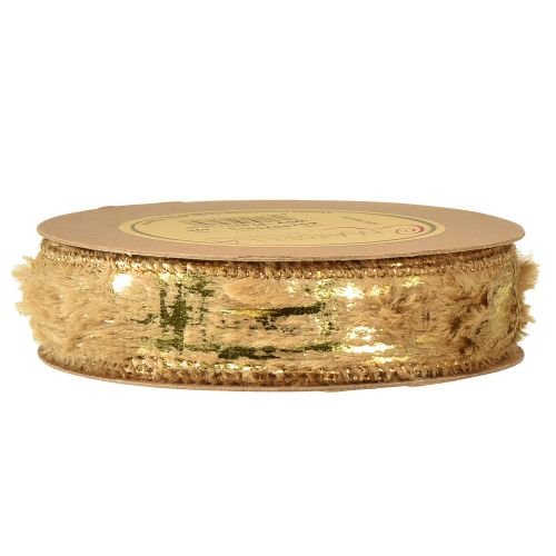 Artículo Cinta decorativa con cinta de joyería de piel piel sintética marrón dorado 25mm 15m