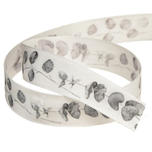 Artículo Cinta decorativa cinta para joyería eucalipto blanco gris A25mm L20m