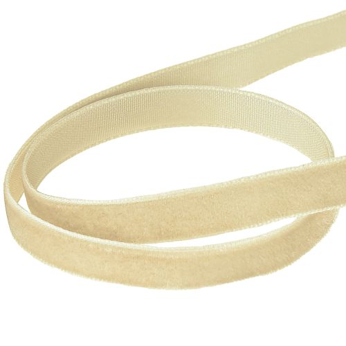 Artículo Cinta decorativa cinta de terciopelo cinta de regalo Terciopelo Beige 10mm 20m