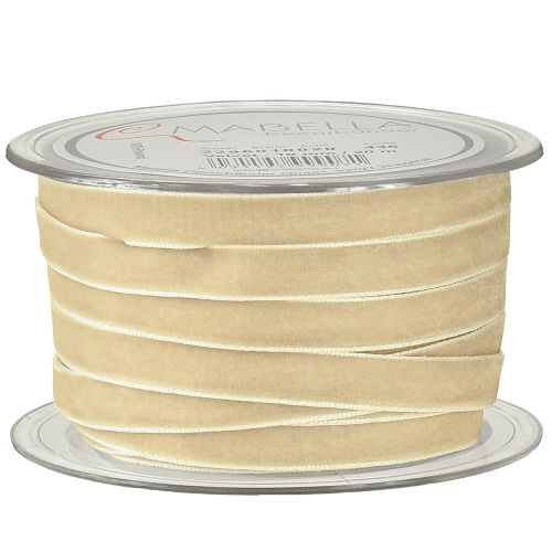 Artículo Cinta decorativa cinta de terciopelo cinta de regalo Terciopelo Beige 10mm 20m