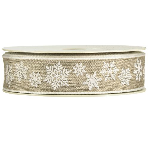 Artículo Cinta decorativa Navidad copo de nieve gris blanco An25mm L20m