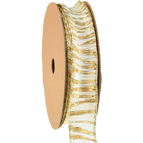 Artículo Cinta decorativa gasa blanco/oro 25mm 15m