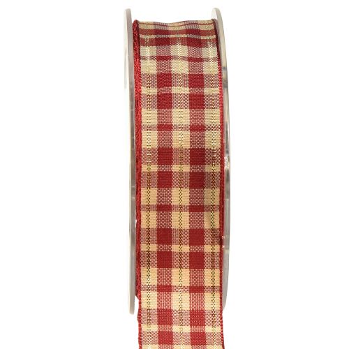 Artículo Cinta decorativa cinta decorativa cinta a cuadros rojo beige dorado A25mm L20m