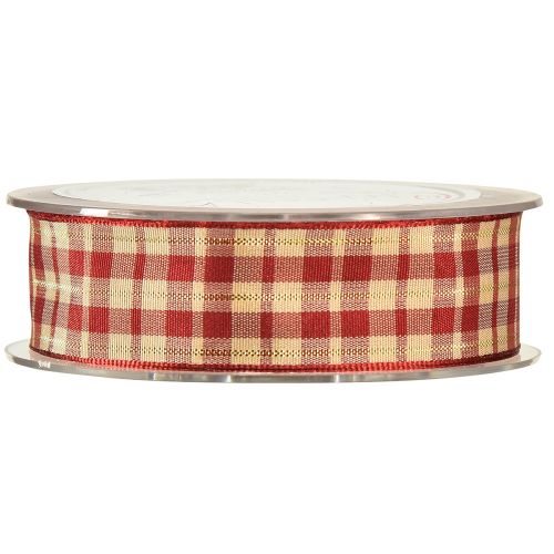 Artículo Cinta decorativa cinta decorativa cinta a cuadros rojo beige dorado A25mm L20m