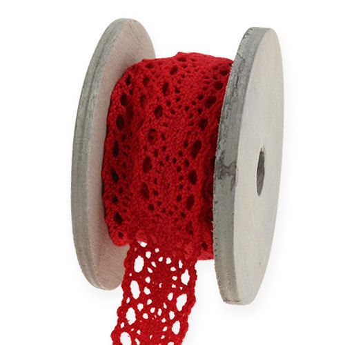 Floristik24 Cinta de encaje rojo 20mm x 2m 2pcs