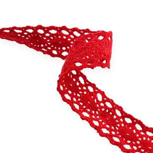 Floristik24 Cinta de encaje rojo 20mm x 2m 2pcs